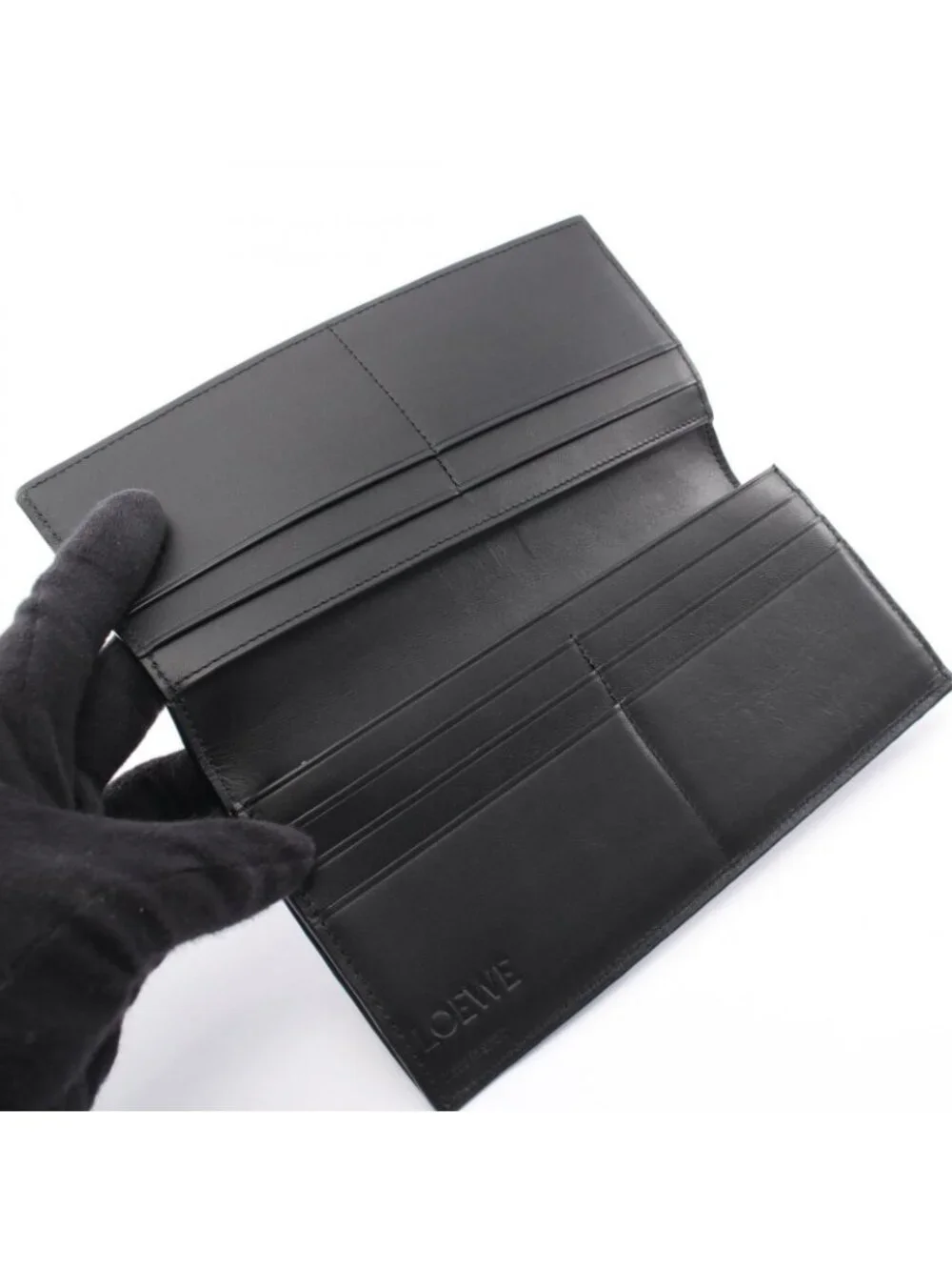 Loewe Bifold Wallet Long Horizontal Gray Leather